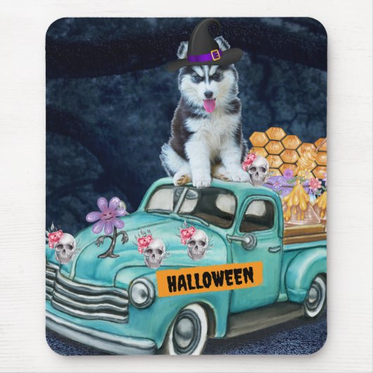 Siberischer Husky Hund Halloween LKW Beängstigende Mousepad (Vorne)