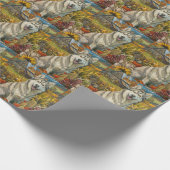 Siberischer Husky-Hund Herbsternte Erntedank Geschenkpapier (Ecke)