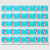 Siberischer Husky-Hund im Schnee mit Weihnachtshut Geschenkpapier (Flach)