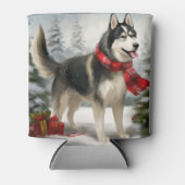 Siberischer Husky-Hund im Schnee Weihnachten Dosenkühler (Vorderseite)