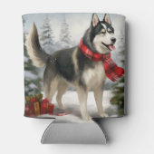 Siberischer Husky-Hund im Schnee Weihnachten Dosenkühler (Rückseite)