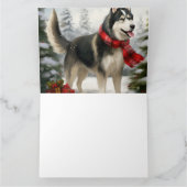 Siberischer Husky-Hund im Schnee Weihnachten Karte (Innenseite)