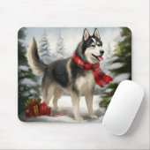 Siberischer Husky-Hund im Schnee Weihnachten Mousepad (Mit Mouse)