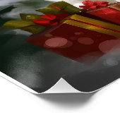 Siberischer Husky-Hund im Schnee Weihnachten Poster (Ecke)