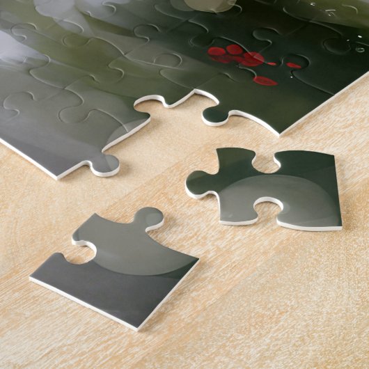 Siberischer Husky-Hund im Schnee Weihnachten Puzzle (Seite)