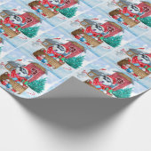 Siberischer Husky Hund im Schnee Weihnachtshundeha Geschenkpapier (Ecke)