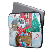 Siberischer Husky Hund im Schnee Weihnachtshundeha Laptopschutzhülle (Vorderseite Links)