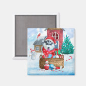 Siberischer Husky Hund im Schnee Weihnachtshundeha Magnet (Vorderseite/Rückseite)
