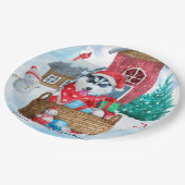 Siberischer Husky Hund im Schnee Weihnachtshundeha Pappteller (Schrägansicht)