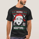 Siberischer Husky Hund Merry Woofmas Weihnachten T-Shirt (Vorderseite)