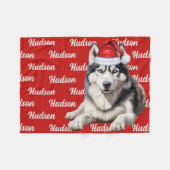 Siberischer Husky-Hund mit Namen Gemusterte Weihna Fleecedecke (Vorderseite (Horizontal))