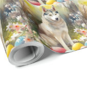 Siberischer Husky-Hund mit Ostereiern Geschenkpapier (Rolleneckpunkt)