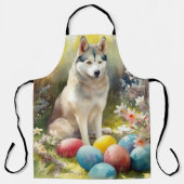 Siberischer Husky-Hund mit Ostereiern Schürze (Vorderseite)