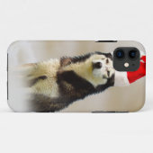 Siberischer Husky-Hund mit Weihnachtsmannmütze im Case-Mate iPhone Hülle (Rückseite (Horizontal))