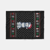 Siberischer Husky-Hund mit Weihnachtsmannmütze Ugl Fleecedecke (Vorderseite (Horizontal))