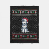 Siberischer Husky-Hund mit Weihnachtsmannmütze Ugl Fleecedecke (Vorderseite)