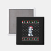 Siberischer Husky-Hund mit Weihnachtsmannmütze Ugl Magnet (Vorderseite/Rückseite)