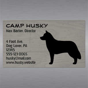 Siberischer Husky-Hund-Silhouette Holzkörner Magnetische Visitenkarte