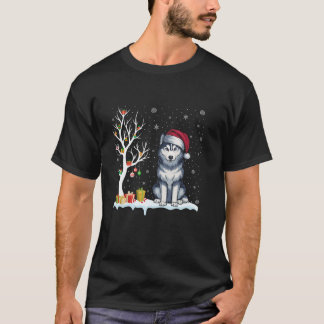 Siberischer Husky-Hund Weihnachtsmannmütze Festiva T-Shirt