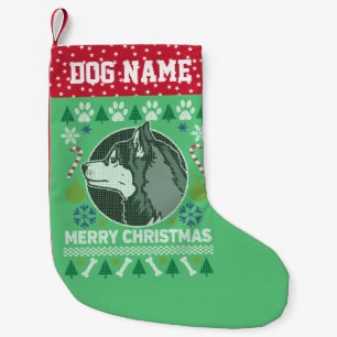 Siberischer Husky Hund züchtet Ugly Christmas Swe Kleiner Weihnachtsstrumpf