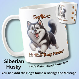 Siberischer Husky - Hundename hinzufügen, Text änd Kaffeetasse