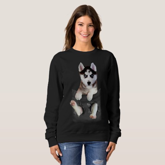 Siberischer Husky in Pocket Puppy Sweatshirt (Vorne ganz)