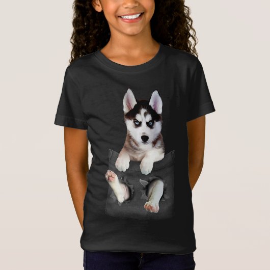 Siberischer Husky in Pocket Puppy T-Shirt (Vorderseite)