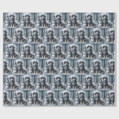 Siberischer Husky mit Schneemann Geschenkpapier (Flach)