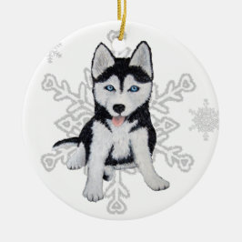 Siberischer Husky-Ornament Keramikornament
