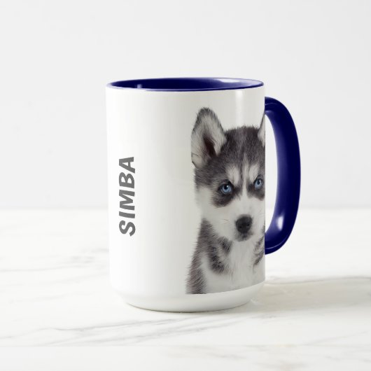 Siberischer Husky personalisierter Schlamm Tasse (VorderseiteRechts)