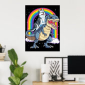 Siberischer Husky Riding Dinosaur Rex Geschenke Bo Poster (Heimbüro)