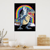 Siberischer Husky Riding Dinosaur Rex Geschenke Bo Poster (Küche)