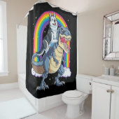 Siberischer Husky Riding Dinosaur T Rex Geschenke  Duschvorhang (Beispiel)