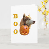 Siberischer Husky (rot) Boo Karte (Gelbe Blume)