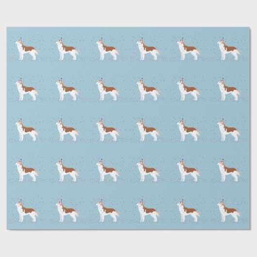Siberischer Husky - Rot - Happy Birthday Design Geschenkpapier (Flach)