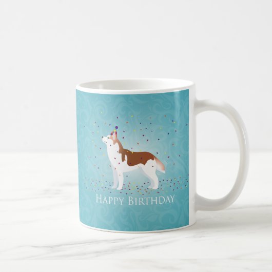 Siberischer Husky - Rot - Happy Birthday Design Kaffeetasse (Rechts)