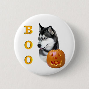Siberischer Husky (schwarz) Boo Button