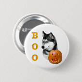 Siberischer Husky (schwarz) Boo Button (Vorne & Hinten)
