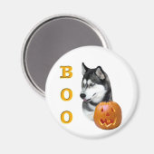 Siberischer Husky (schwarz) Boo Magnet (Vorderseite/Rückseite)