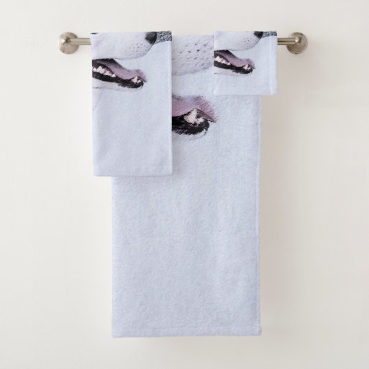 Siberischer Husky (Silber und Weiß) Malerei Hund K Badhandtuch Set (Insitu)