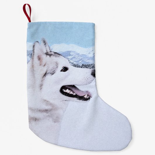 Siberischer Husky (Silber und Weiß) Malerei Hund K Kleiner Weihnachtsstrumpf (Vorderseite)