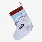 Siberischer Husky (Silber und Weiß) Malerei Hund K Kleiner Weihnachtsstrumpf (Rückseite (Hängend))