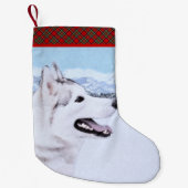 Siberischer Husky (Silber und Weiß) Malerei Hund K Kleiner Weihnachtsstrumpf (Vorderseite)