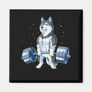 Siberischer Husky Weightlift Funny Deadlift Männe Magnet