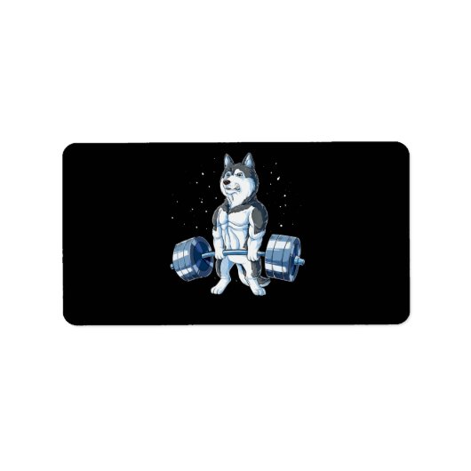 Siberischer Husky Weightlift Funny Deadlift Männer Adressaufkleber (Vorne)