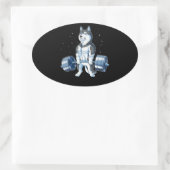 Siberischer Husky Weightlift Funny Deadlift Männer Ovaler Aufkleber (Tasche)