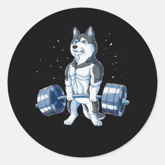 Siberischer Husky Weightlift Funny Deadlift Männer Runder Aufkleber (Vorderseite)