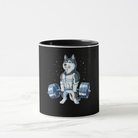 Siberischer Husky Weightlift Funny Deadlift Männer Tasse (Zentrum)