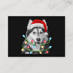 Siberischer Husky Weihnachtsbaum Lichter Xmas Visitenkarte