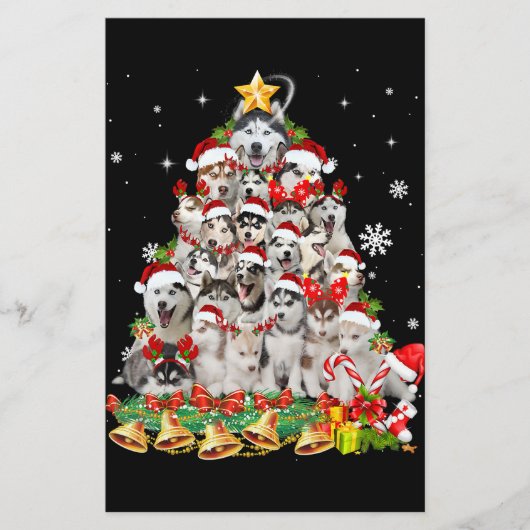 Siberischer Husky Weihnachtsbaum Lights Funny Dog Briefpapier (Vorderseite)